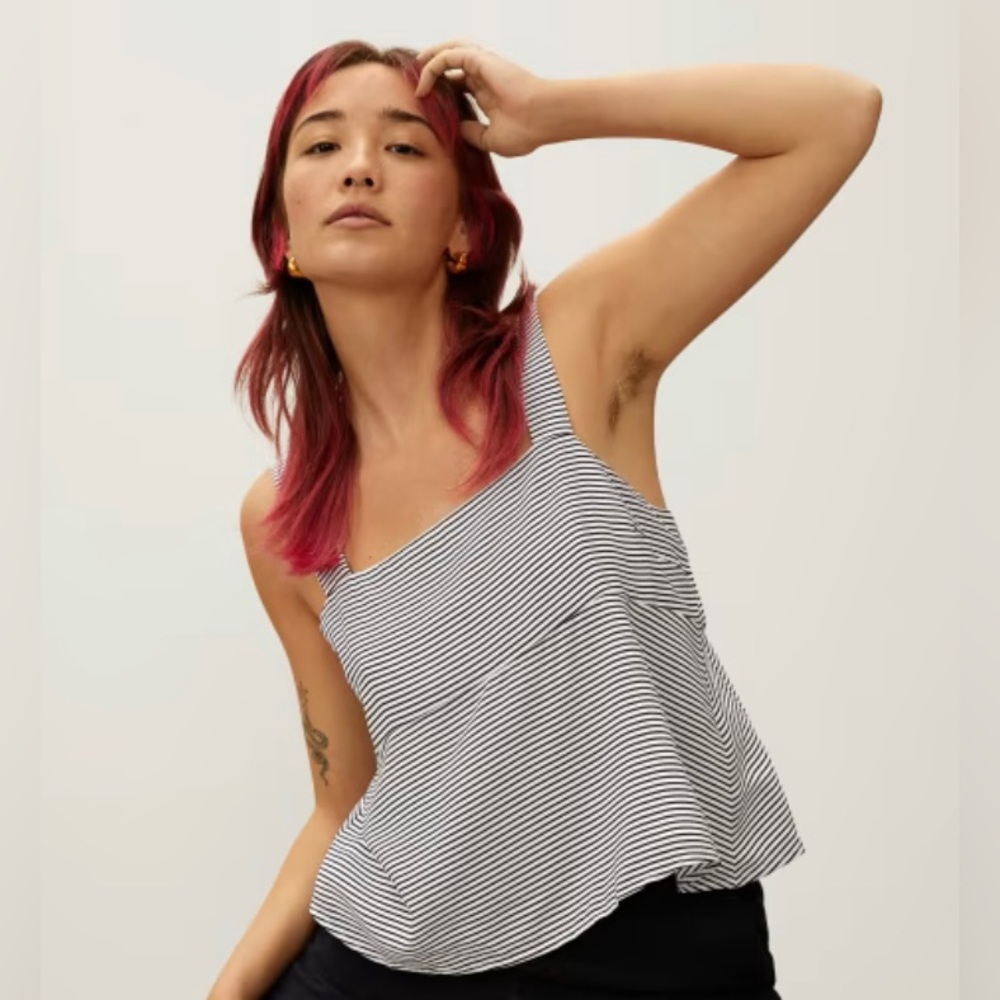 Everlane Black and White Striped Top